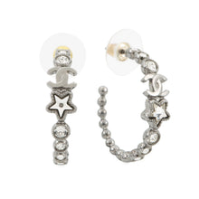 将图像加载到图库查看器中，CHANEL CC Logo Hoop Earrings Metal Rhinestone
