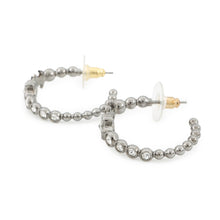 将图像加载到图库查看器中，CHANEL CC Logo Hoop Earrings Metal Rhinestone
