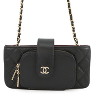 CHANEL Shoulder Smartphone Case BlackAP2916 Caviar Leather