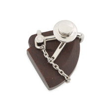 Load image into Gallery viewer, HERMES Cheval Brooch Brown Vulcanium Metal
