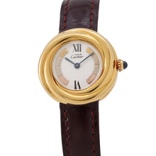 将图像加载到图库查看器中，CARTIER Mast Trinity SM W27mm SV925 Gold Plated Leather White DialW1010744
