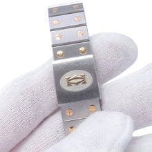将图像加载到图库查看器中，CARTIER Santos Octagon LM W30mm Stainless Steel K18YG White DialW2001583
