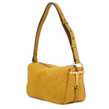 Load image into Gallery viewer, GUCCI Half Horsebit Medium Shoulder Bag Mustard Yellow860787 GG Suede Leather
