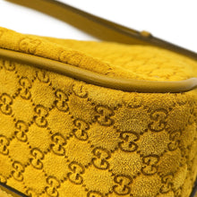 Load image into Gallery viewer, GUCCI Half Horsebit Medium Shoulder Bag Mustard Yellow860787 GG Suede Leather

