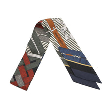 Load image into Gallery viewer, HERMES Twilly Mors a Jouets Chemise Blue Marine Clair/Vert Roden/Caramel Silk100%

