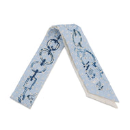 HERMES Twilly Scarf by Do Re Boucles Broderie Anglaise, Spring/Summer 2023 Blue/Blanc/Marine Silk100%
