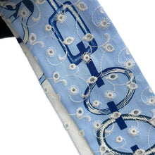Load image into Gallery viewer, HERMES Twilly Scarf by Do Re Boucles Broderie Anglaise, Spring/Summer 2023 Blue/Blanc/Marine Silk100%
