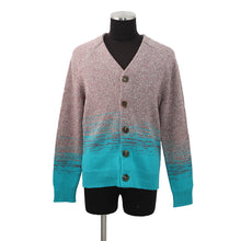 Load image into Gallery viewer, HERMES Gradation Jacquard Cardigan Size S Purple/Blue Cashmere100%
