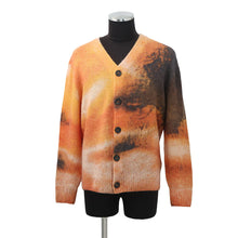 将图像加载到图库查看器中，HERMES Cardigan Reflet Equestre Size L Orange Alpaca31% Wool 27% Cashmere21% Silk21%
