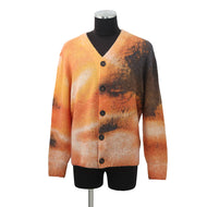HERMES Cardigan Reflet Equestre Size L Orange Alpaca31% Wool27% Cashmere21% Silk21%