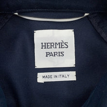将图像加载到图库查看器中，HERMES Veste taille brodee a smocks shirt jacket Size 34 Navy Cotton
