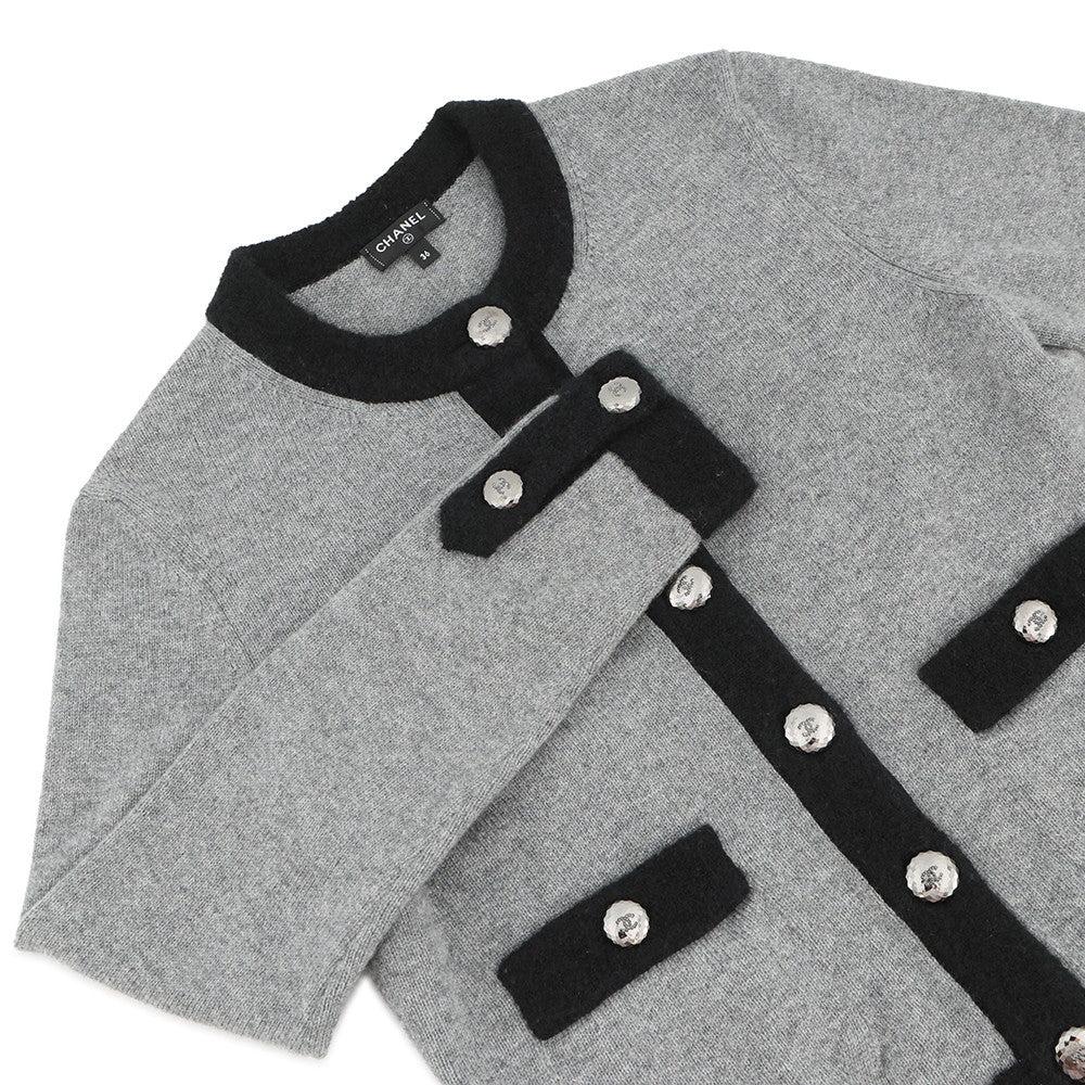 CHANEL COCO Button cardigan Size 36 Gray/BlackP71355 K10217 NE807