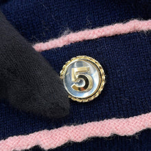 Load image into Gallery viewer, CHANEL No5Button Collarless Cardigan Size 36 NavyP70793 K10084 NC238 Cashmere100%
