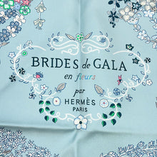 Load image into Gallery viewer, HERMES Carre Brides de Gala en fleurs Size 90 White/Blue・Glacier/Green Silk100%
