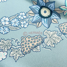 Load image into Gallery viewer, HERMES Carre Brides de Gala en fleurs Size 90 White/Blue・Glacier/Green Silk100%
