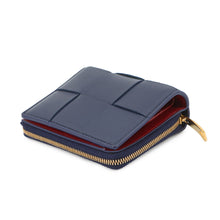 Load image into Gallery viewer, Bottega Veneta Maxi INTRECCIATO Cassette Bifold Wallet Small Navy/Red701458 Leather
