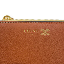 将图像加载到图库查看器中，CELINE Compact Wallet Triomphe Stamp Soft Tongue / Soft CreamL100H2O54.GHD1 Supple Grained Calf Leather
