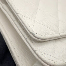 Load image into Gallery viewer, CHANEL CC Logo Chain Wallet White Caviar Leather

