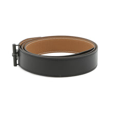 将图像加载到图库查看器中，HERMES Yachting Belt Size 95/1.3" Black/Gold Box Calf Leather Epsom
