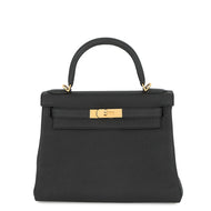 HERMES Kelly Retourne Black Togo Leather Size 28