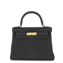 将图像加载到图库查看器中，HERMES Kelly Retourne Black Togo Leather Size 28
