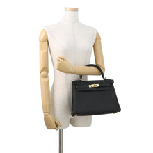 将图像加载到图库查看器中，HERMES Kelly Retourne Black Togo Leather Size 28
