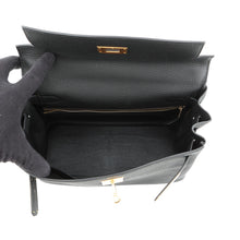 将图像加载到图库查看器中，HERMES Kelly Retourne Black Togo Leather Size 28
