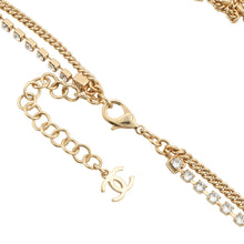 Load image into Gallery viewer, CHANEL CC Logo Stone Crush Chain Logo Necklace Gold Gold Plated Rhinestone Faux Pearl
