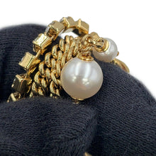 Load image into Gallery viewer, CHANEL CC Logo Stone Crush Chain Logo Necklace Gold Gold Plated Rhinestone Faux Pearl
