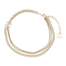 将图像加载到图库查看器中，CHANEL CC Logo Chain Necklace Gold Plated Rhinestone
