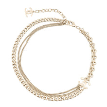 将图像加载到图库查看器中，CHANEL CC Logo Chain Necklace Gold Plated Rhinestone
