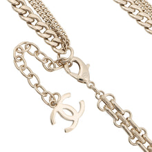 将图像加载到图库查看器中，CHANEL CC Logo Chain Necklace Gold Plated Rhinestone
