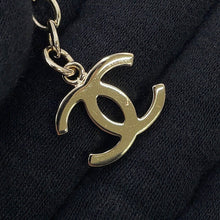 将图像加载到图库查看器中，CHANEL CC Logo Chain Necklace Gold Plated Rhinestone
