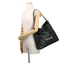 将图像加载到图库查看器中，CHANEL CHANEL22 ChainTote Bag BlackAS3261 Shiny Calf Leather Size Medium
