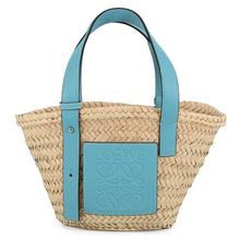 Load image into Gallery viewer, LOEWE Anagram basket bag Light Blue/Natural327.02.S93 Raffia Leather Size Small
