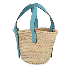 Load image into Gallery viewer, LOEWE Anagram basket bag Light Blue/Natural327.02.S93 Raffia Leather Size Small

