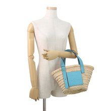 Load image into Gallery viewer, LOEWE Anagram basket bag Light Blue/Natural327.02.S93 Raffia Leather Size Small

