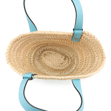 Load image into Gallery viewer, LOEWE Anagram basket bag Light Blue/Natural327.02.S93 Raffia Leather Size Small
