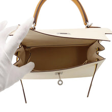 Load image into Gallery viewer, HERMES Kelly Sellier tricolor Nata/Sesame/Jaune Poussin Epsom Size 25
