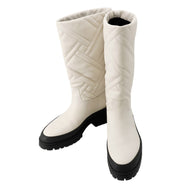 HERMES Fuji Ex-Libs Boots White/Black Leather Size 36 1/2