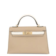 HERMES Mini Kelly2 SPO Gris Tourterelle/Nata Chevre Myzore Goatskin