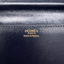 Load image into Gallery viewer, HERMES Wood Shoulder Bag Navy Box Calf Leather
