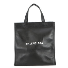 将图像加载到图库查看器中，BALENCIAGA Logo Shopper Tote Black541842 Leather
