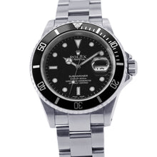 将图像加载到图库查看器中，ROLEX Submariner Date W40mm Stainless Steel Black Dial16610
