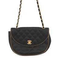 CHANEL Matelasse CC Logo ChainShoulder Bag Black Satin