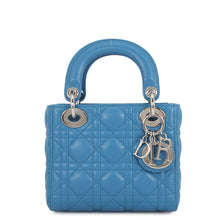 Load image into Gallery viewer, Dior Cannage Lady Dior Blue Leather Size Mini

