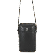CHANEL Matelasse Chain Phone Case BlackA94471 Lambskin