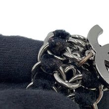将图像加载到图库查看器中，CHANEL CC Logo ChainBracelet Black/Silver Metal Velvet Rhinestone Faux Pearl
