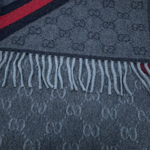 将图像加载到图库查看器中，GUCCI Webbing line Scarf Midnight Blue570603 3GB18 4068 Wool75% Alpaca25%
