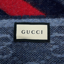 将图像加载到图库查看器中，GUCCI Webbing line Scarf Midnight Blue570603 3GB18 4068 Wool75% Alpaca25%
